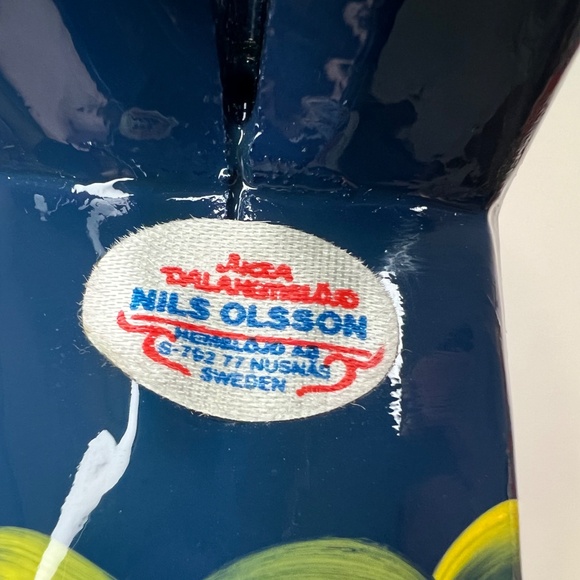 Nils Olsson Blue Dala Wood Swedish Horse 7” Inch Carved Hand Painted Vintage - Picture 14 of 16